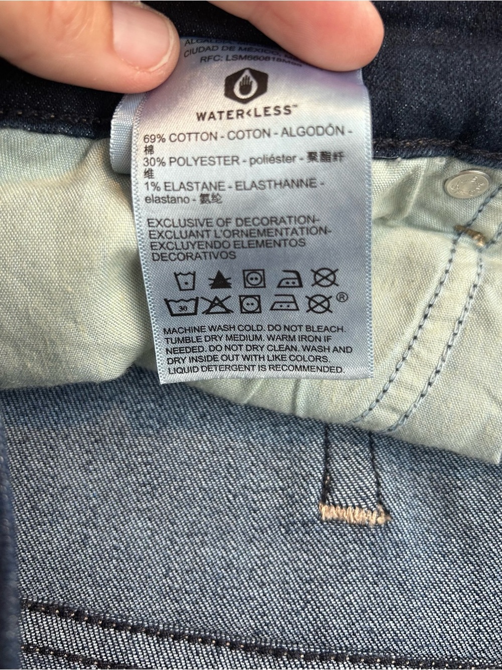 Signature by Levi Strauss Dark Blue Rolled Hem Denim Shorts - Picture 7 of 8
